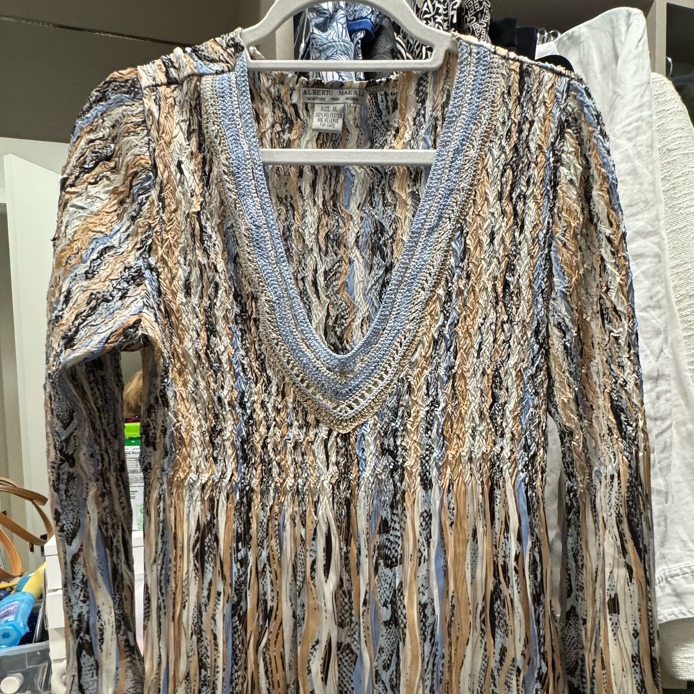 Alberto Makali Elegant Multicolor V-Neck Women's Top